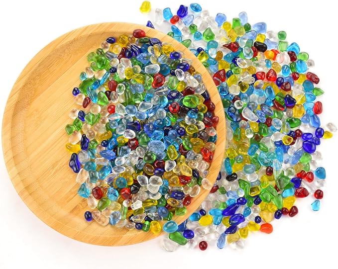 WAYBER 1 Lb Tumbled Sea Glass Pebbles Decorative Glass Stones, Multicolored | Vivid Long-Lasting Hues, Lustrous Polished Finish, Non-Toxic Material, Ideal for DIY Crafts & Home Decorations