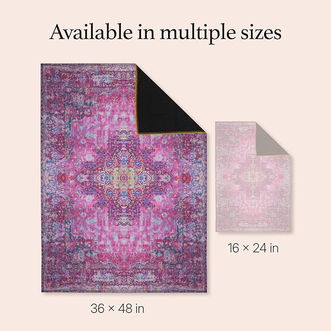 Lovewag Pets Cat Litter Mat 2 Pack - Large 36x48 Machine Washable Easy Clean Non-Slip Waterproof Litter Management Mats for Cats - Mystic Fuchsia
