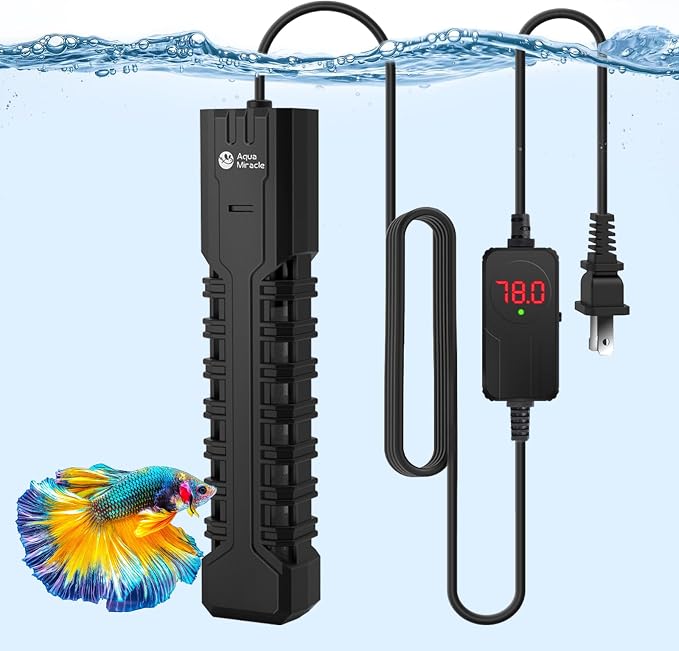 AquaMiracle Submersible Aquarium Heater with LED Digital Temp Display, Fish Tank Heater with Dry-Run & Over-Temp Protection, for Freshwater Saltwater Aquariums(200W/20-40Gal)