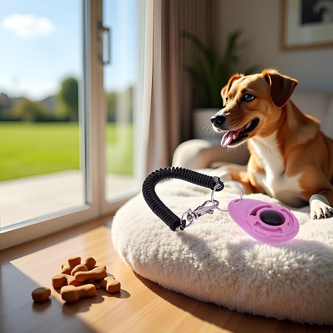 Jinshining 1pc Pink Clicker Easy to Use with Button Dog Training Accessories Strong and Long-Lasting,Training and Behavior Aids