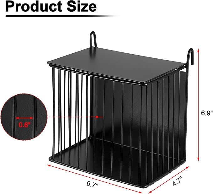 Upgraded Hay Rack for Rabbits, Bunny Feeder for Guinea Pigs Chinchillas, Black, Hanging Hay Feeder with Lid, Bunny Feeding Holder, Metal, Square, Chinchilla Cage Accessories