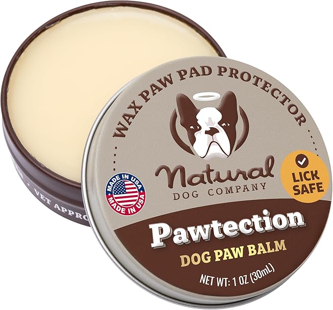 Natural Dog Company Pawtection Balm for Hot Pavement, Dry Cracked Dog Paws, and Rough Terrain - Safe, Non-Toxic, and Lick Safe - Protects Paws with Natural Ingredients, 1 oz Tin