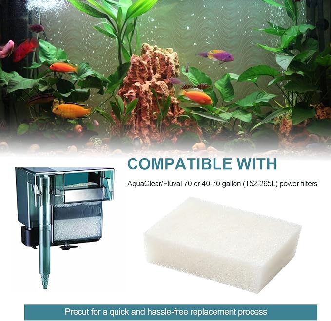 6 Pack Sponge Filter Pad Replacement for AquaClear 70, Foam Filter Inserts for Aquarium, Fish Filter Sponge for 70 Gallon Tank