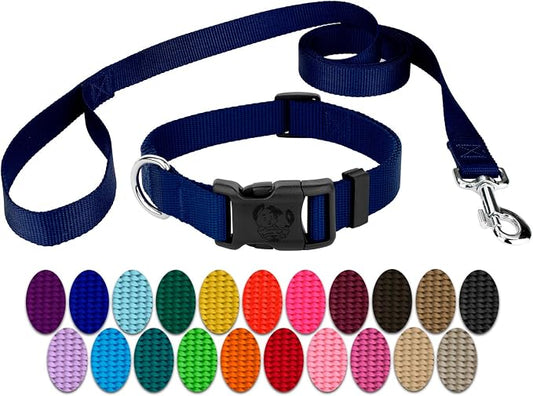 Country Brook Petz - Everyday Nylon Dog Collar and Leash - 10+ Cool Colors (3/4 Inch, Small, Royal Blue)