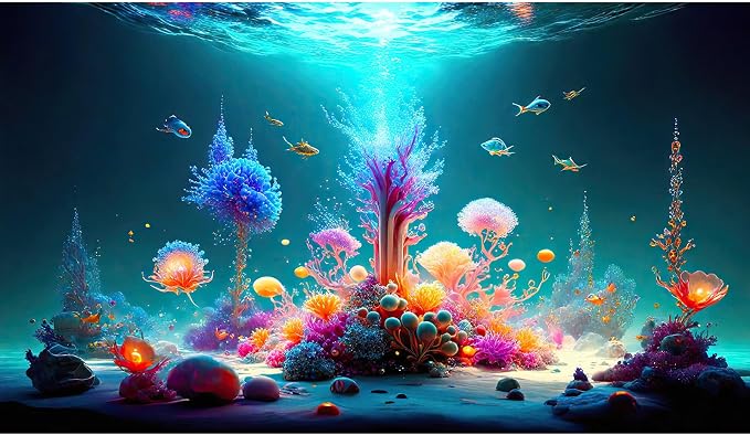Jellyfish Aquarium Background Underwater Sunray Scene Fish Tank Background Under The Sea Corals Ocean Seabed Landscape Terrarium Backgrounds Tropical Sea Marine Life Aquarium Tank Wallpaper 36x18in