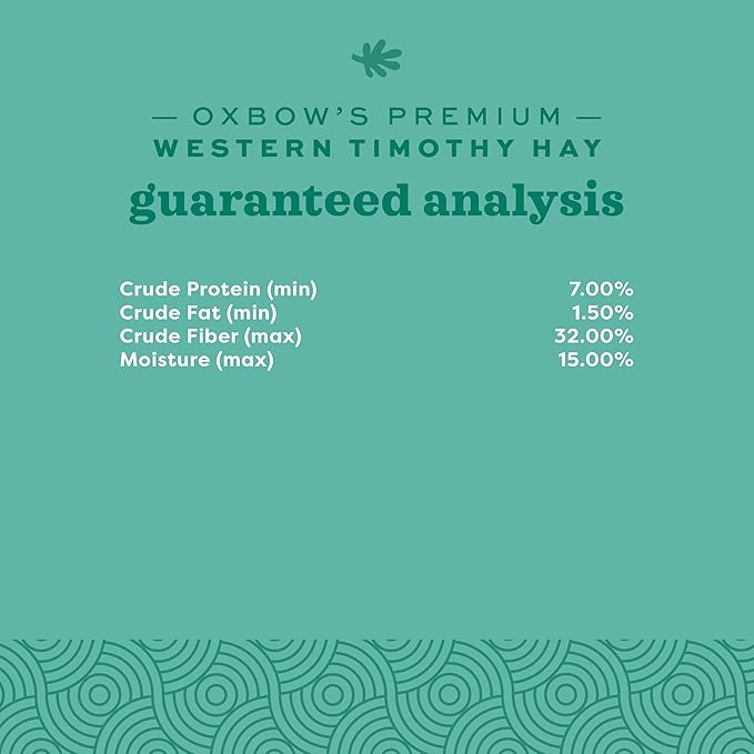 Oxbow Western Timothy Hay for Small Pets – All-Natural Grass Hay for Rabbits, Guinea Pigs, and Chinchillas – High Fiber for Digestive Health and Dental Support – 40 oz Bag