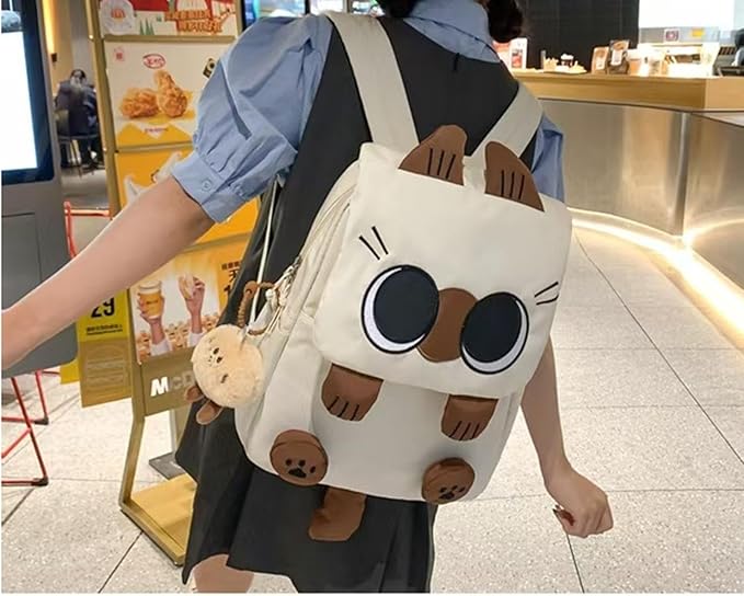 Cute Cat Backpack - Lightweight Laptop Bag, Large Capacity Student & Travel Backpack for Adults/Kids Give away cat pendants