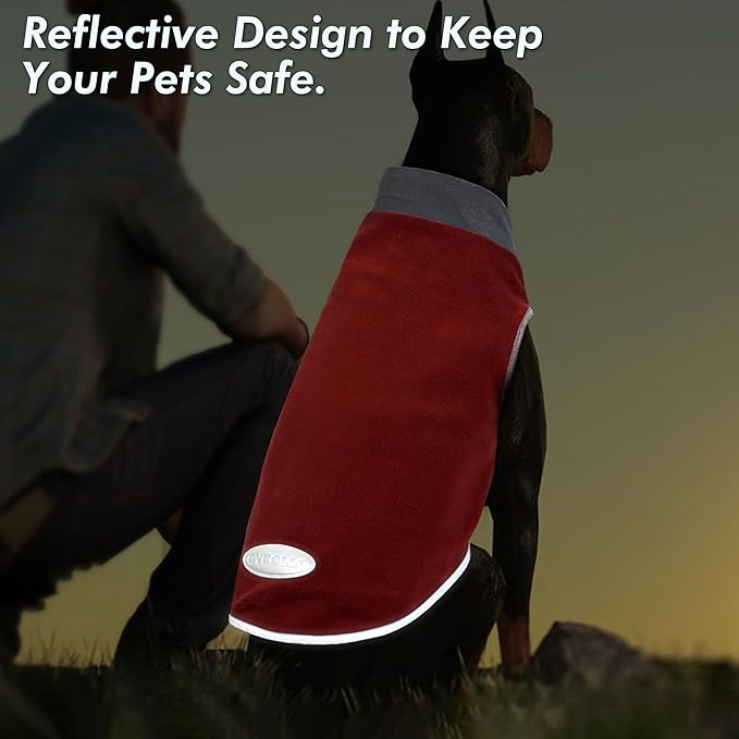 cyeollo 2 Pack Dog Sweater Fleece Vest Pullover Pet Sweatshirt Reflective Lightweight Dog Clothes for Large Dogs Boy Girl Pet Apparel Red, Red & Grey XXXL