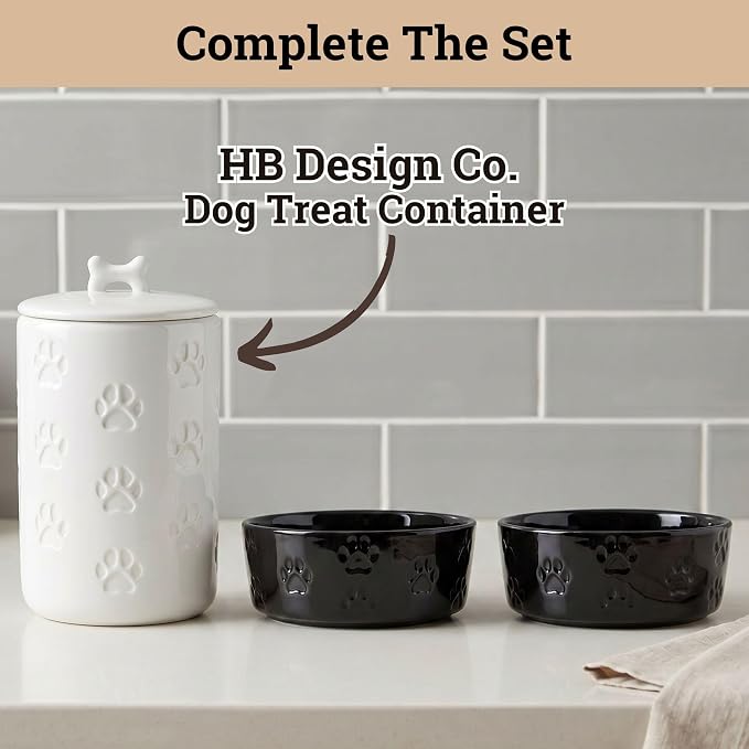 Ceramic Dog Bowl Set of 2 with Anti-Skid Base - 5" Wide x 2" Tall Ceramic Dog Bowls for Small Dogs - 2 Cup Capacity Food and Water Bowls for Dogs - Rubber Bottom Pet Bowl Set of 2 for Small Pets