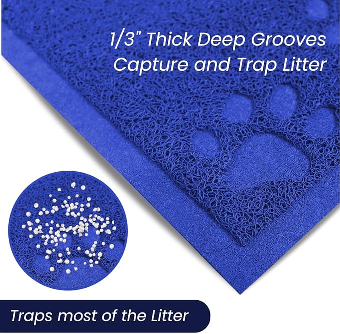 Andalus Small Cat Litter Mat, Pack of 1 - Waterproof, Non-Slip & Easy to Clean Cat Litter Box Mat for Extra Efficient Pet Litter-Trapping, Blue (15.75” X 11.75”)