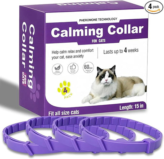 Calming Collar for Cats，Pheromone Cat Calming Collar Cat Anxiety Relief & Stress，Natural Ingredients Pheromones Rapid Effect Adjustable Waterproof