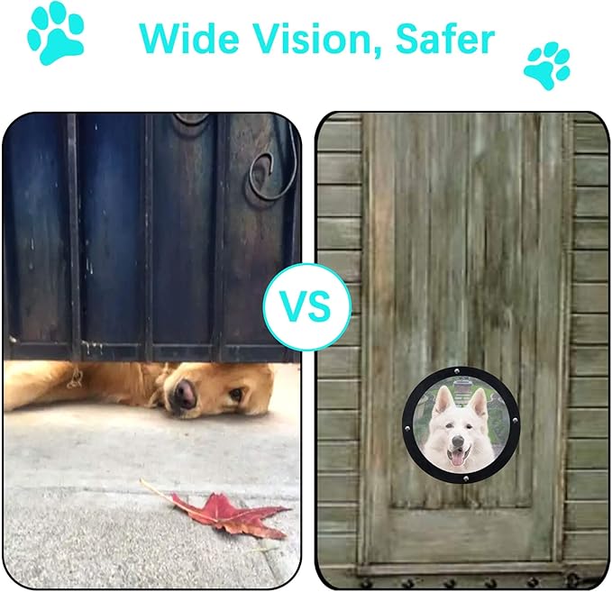 2-Pack 12.4" Acrylic Dog Fence Peek Window with Air Holes – Clear Dome Pet Viewing Panel for Dogs and Cats