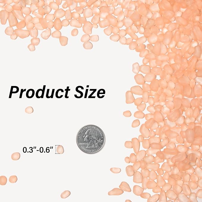 QEQEKAKA Sea Glass Stones for Crafts 0.5LB Peach‌ Pebbles Gemstones Bulk | Small Glass Stones for Beaching Wedding DIY Decor Aquarium Turtle Tank Vase Filler (187g/6.6oz)