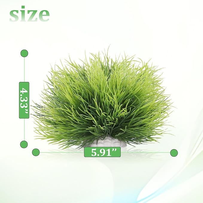 IBWell 2pcs Artificial Aquarium Plants Decor Green Grass Plastic Hideout Waterscape Ornament Fish Tank Accessories for Turtle Betta Hides - Large