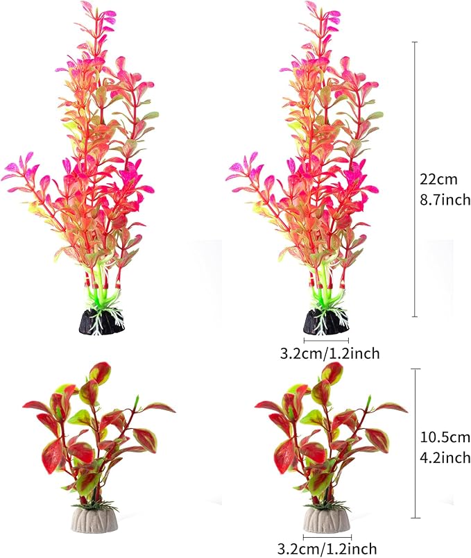 25 Pack Artificial Aquarium Plants, Plastic Small Fish Tank Plants | Small Size 4 inch Approximate Height Fish Tank Decorations Home Décor Plastic Blue