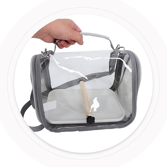 Small Bird Travel Cage Carrier Portable Parrot Carrier Bag with Breathable Mesh Small Gray Travel Cage for Budgie Conure Outdoor Transport