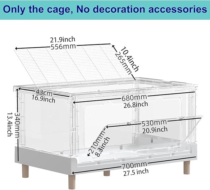 Hamster Cage & Guinea Pig Cages, Acrylic Cage for Small Animal Pets, Large Transparent Gerbil Cage and Habitats, Hedgehog, Dwarf Hamster, Rat, Mouse