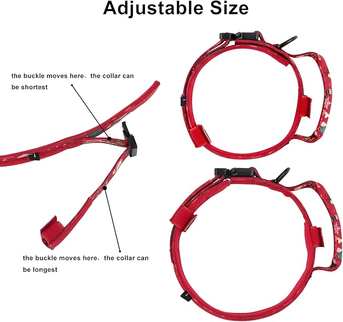 DAGANXI Christmas Tactical Dog Collar, Adjustable Military Training Nylon Dog Collar with Control Handle and Metal Buckle for Medium and Large Dogs, with Patches and Airtags Case (L, Christmas red)