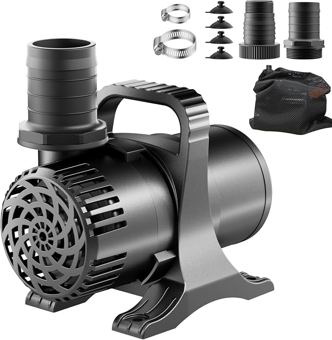 520W 8000 GPH Pond Pump, Commercial Grade High Flow Submersible Water Pump for Large Ponds, Pools & Waterfalls, Continuous Duty, Submersible & Inline Installation, Includes Filter Bag