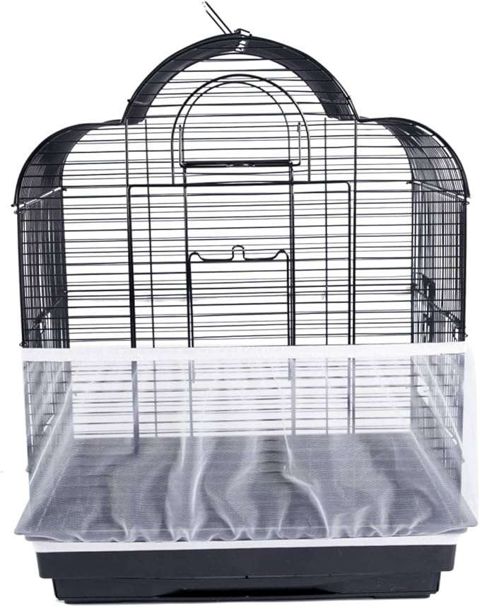 Hakeeta Bird Cage Skirt, Mesh Bird Seed Catcher, Birds Cage Airy Net Cover, Soft Nylon Ventilated Skirt Traps Cage Basket Seed Guard Parrot with Adjustable Drawstring.(Large Size-XL(White)