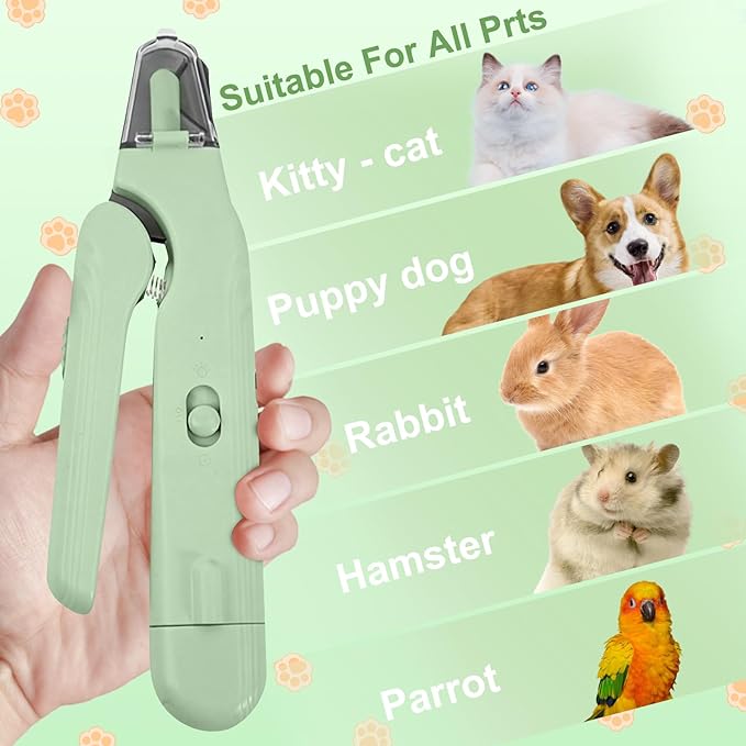 2-in-1 Dog Nail Clippers & Dog Nail Grinder with 2 LED Lights, Ultra-Quiet, Multiple Grinding Methods, USB Rechargeable and Splash Guard for Small, Medium, and Large Dogs & Cats (Green)