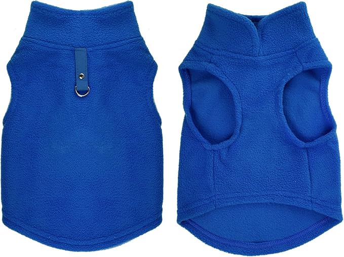 Rbenxia 1 Piece Dog Sweater with Leash Ring Soft Fleece Vest Dog Pullover Warm Jacket Pet Dogs Clothes Winter Dogs Outfits for Small Cat Pets (Blue, Medium)