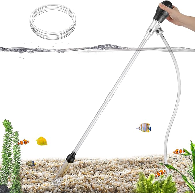 Carefree Fish Aquarium Gravel Cleaner 6Ft Hose Silicone Airbag Fish Tank Water Changer Gravel Vacuum Adjustable Length ABS(for 5~20Gal Tank)