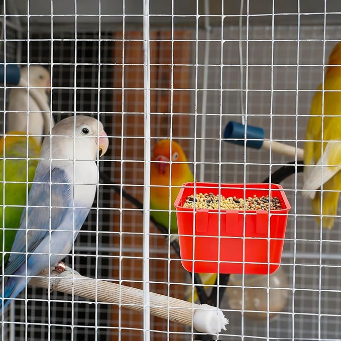 Okllen 30 Pcs Chicken Water Feeder Cups, 16 oz Plastic Hanging Bird Cage Cups for Parrot, Parakeet, Rooster, Pigeon, Bunny, Poultry Coop Gamefowl Supplies, Red