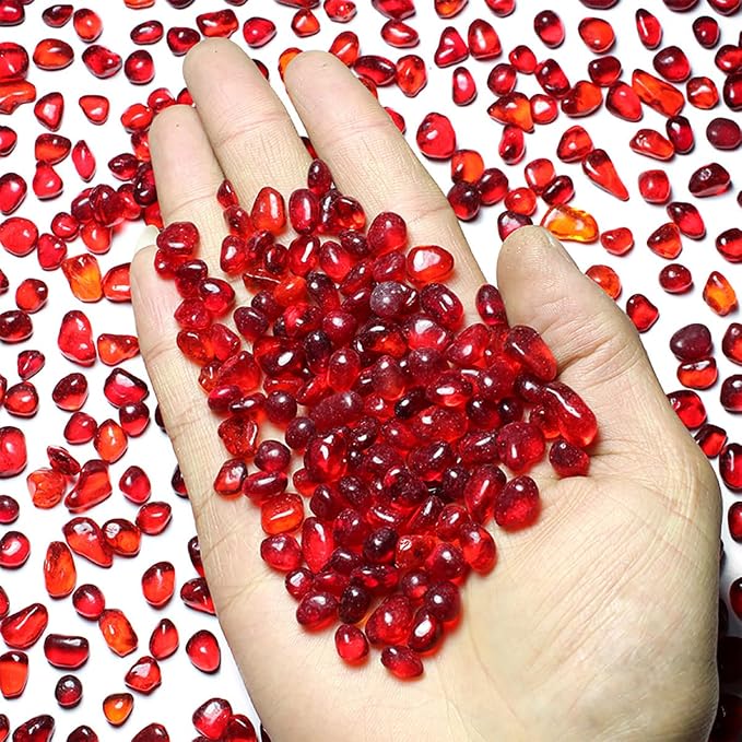 WAYBER 1 Pound Tumbled Sea Glass Pebbles Decorative Glass Stones, Red | Vivid Long-Lasting Hues, Lustrous Polished Finish, Non-Toxic Material, Ideal for DIY Crafts & Home Decorations