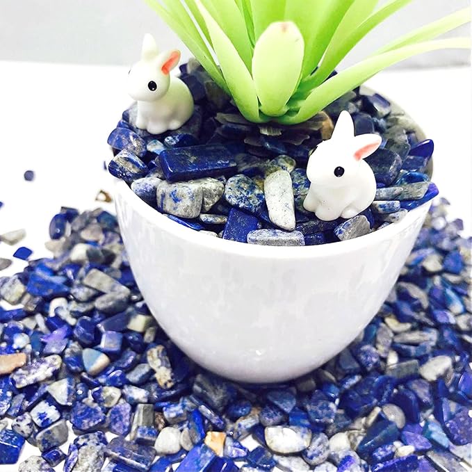 WAYBER Crushed Deep Blue Lapis Lazuli, Decorative Gravel Stones, 2 Pounds | Toxin-Free, Fade-Resistant, Ideal for Reiki Healing, DIY Crafts, Vase Filler, Aquarium & Bonsai Decoration