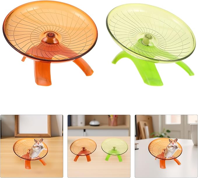 Silent Pet Running Wheel for Hamsters and Small Animals – Quiet Flying Saucer Exercise Wheel with Non-Slip Surface, Suitable for Gerbils, Mice, Hedgehogs, Small Pets, Orange