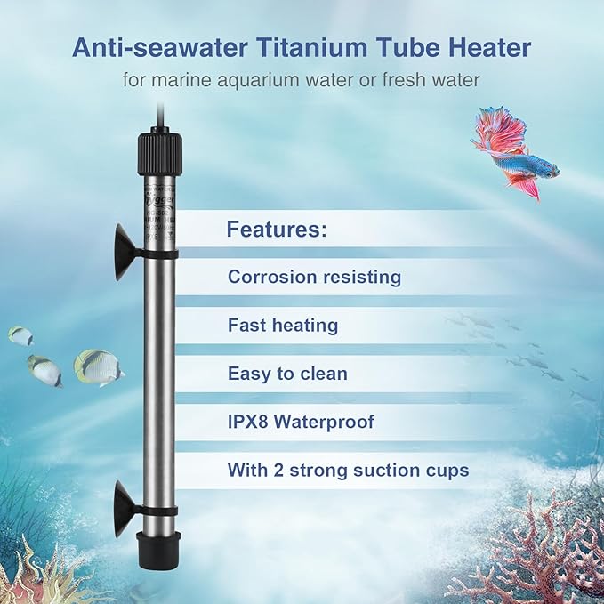 hygger 50W Titanium Aquarium Heater for Salt Water and Fresh Water, Digital Submersible Heater with External IC Thermostat Controller and Thermometer, for Fish Tank 5-10 Gallon