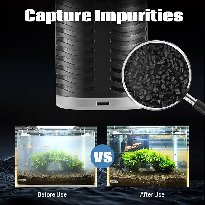 SainSmart XpertMatic 45W Aquarium Filter, Submersible Fish Tank Filter | Water Pump for Up to 220 Gallon Fish Tank, 3 Stages 792 GPH Biochemical Sponge Filter, for Aquarium Filtration/Oxygenation