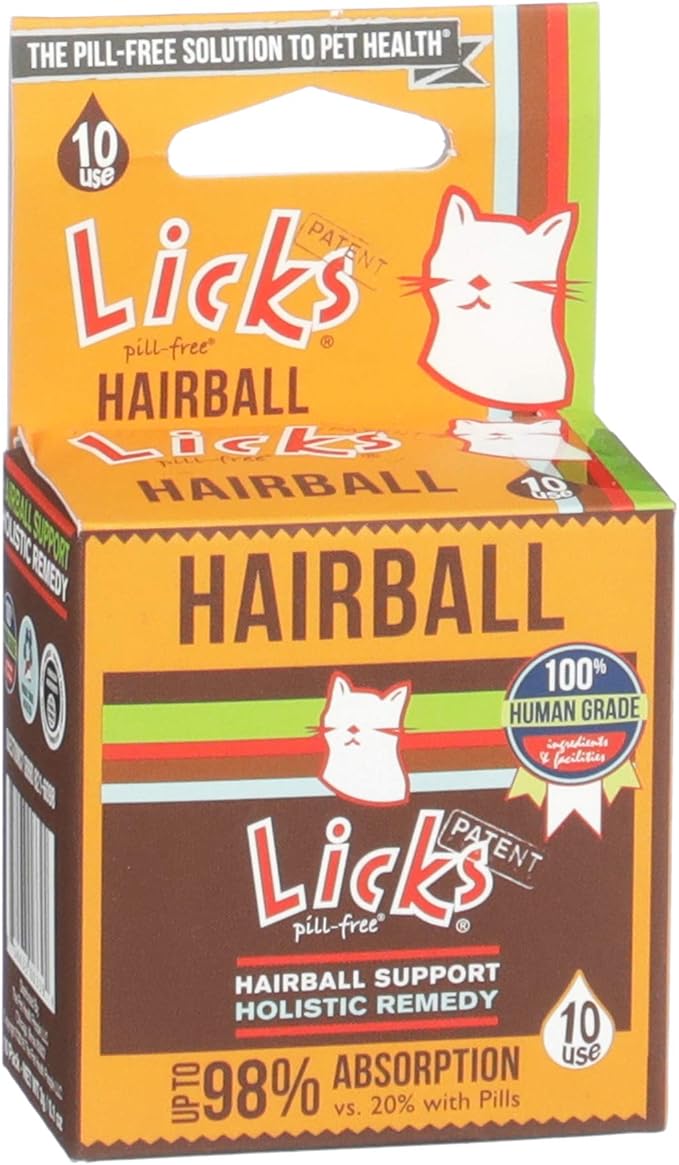 Licks - Hairball Remedy for Cats - Cat Hairball Treatment Containing Flax Seed Oil, Cod Liver Oil, and Sorbitol - LiquiPaks - 10 Use