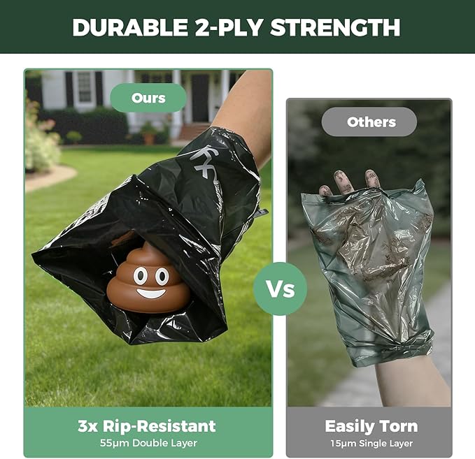 FXW Dog Poop Bags, 2-ply Extra Thick Leak-Proof, Large Size for All Dogs 14" x 9", Unscented, 200 Count