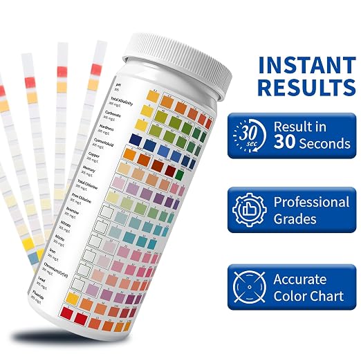 16-in-1 Universal Test Strips - 100pcs Reliable pH Testing Strips Kit for Liquid Testing, Quick Get Highly Accurate Results in Seconds, Drinking Water, Aquarium, Pool, Hot Tub, Spa