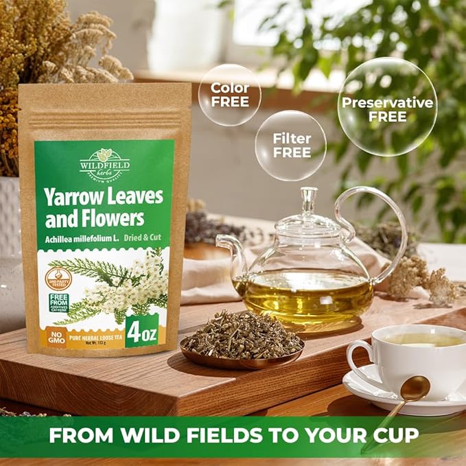 4 oz. Yarrow Herb Dried Yarrow Leaf & Flower Herbal Tea (Achillea Millefolium Tea) - 113g Herb Tea Milenrama