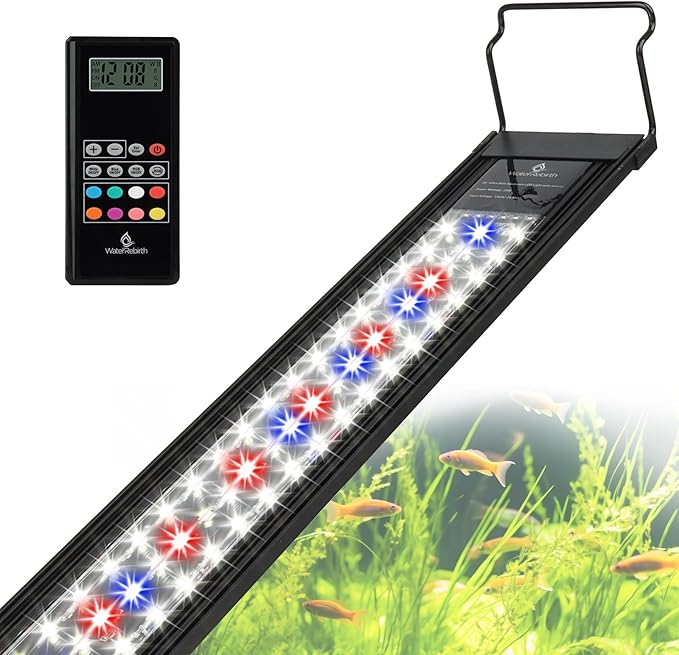 WaterRebirth Wireless Remote Full Spectrum Aquarium LED Light Strip - Ultra-Thin Design with Timer & RGB Modes for Fish Tank Plants(36-42“)