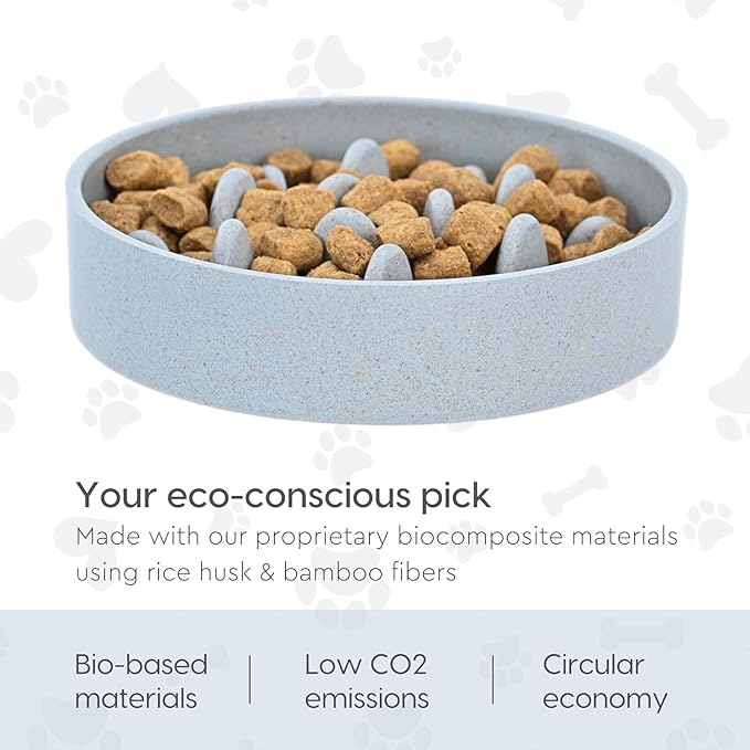 Slow Feeder for Dogs|Dog Bowl Small|400 Ml|Pet Bowl Made with Rice Husk and Bamboo Fibers|Dog Food Bowl|
