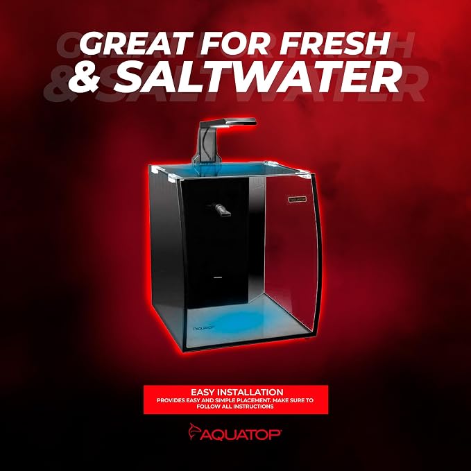 Aquatop Vertical Bowfront Glass Aquarium, 5-Gallon – All-in-One Tank with Filter and LED Light, High Clarity Glass for Freshwater & Saltwater