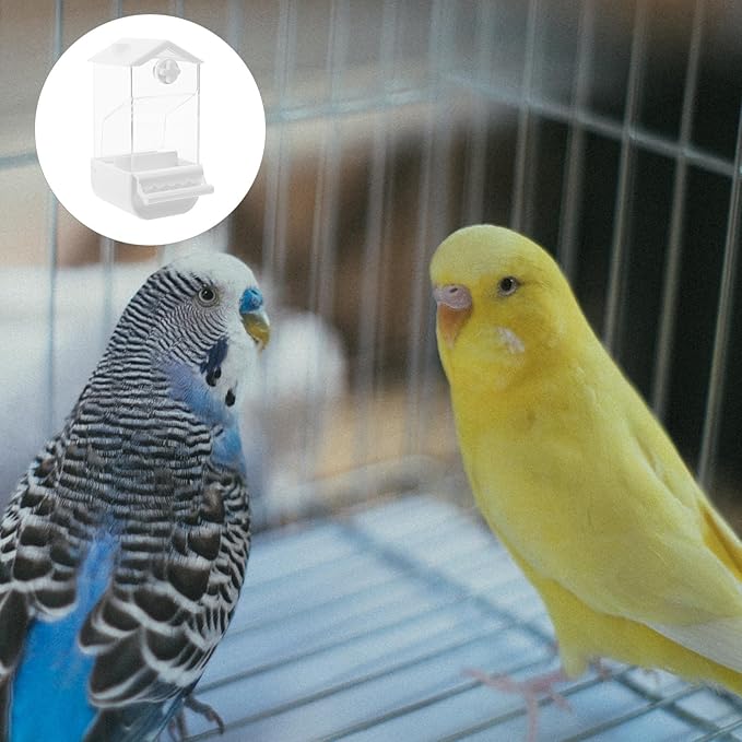MERRYHAPY No Mess Automatic Bird Feeder with Large Capacity Plastic Parrot Food Dispenser for Outdoor Use, Window Mount Pigeon Feeder Suitable for Wild Birds and Pet Parrots
