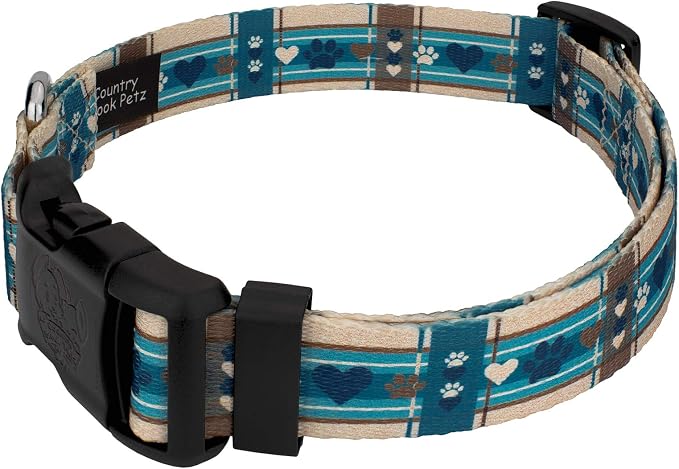 Country Brook Petz - Puppy Picnic Everyday Dog Collar and Leash - Plaid and Argyle Collection Featuring Charming Designs (1 Inch, Large)