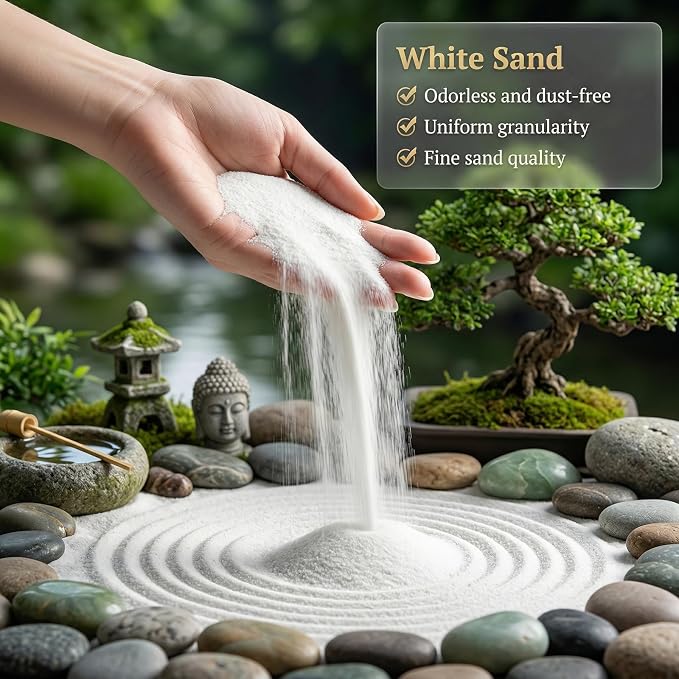 Paidiem 15 OZ Fine White Sand for Crafts, Quartz Zen Garden Sand Decorative for Vases Filler, Wedding Unity Ceremony, Incense Burner, Aquarium, Smudging Bowls