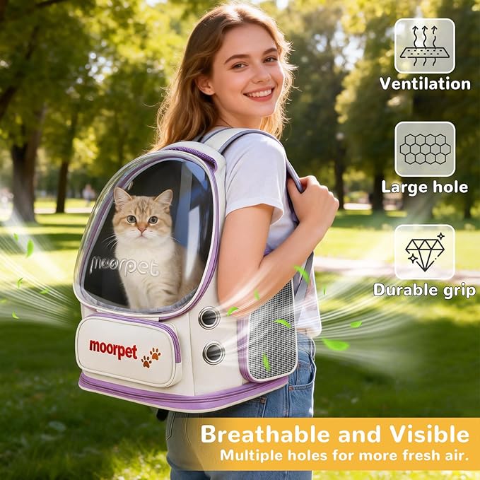 Cat Carrier Backpack, Large Cat Bubble Backpack, Breathable Pet Carrier Backpack, Cat Backpack for Small Dog Kitten Cats, Carrying Bag for Travel Hiking