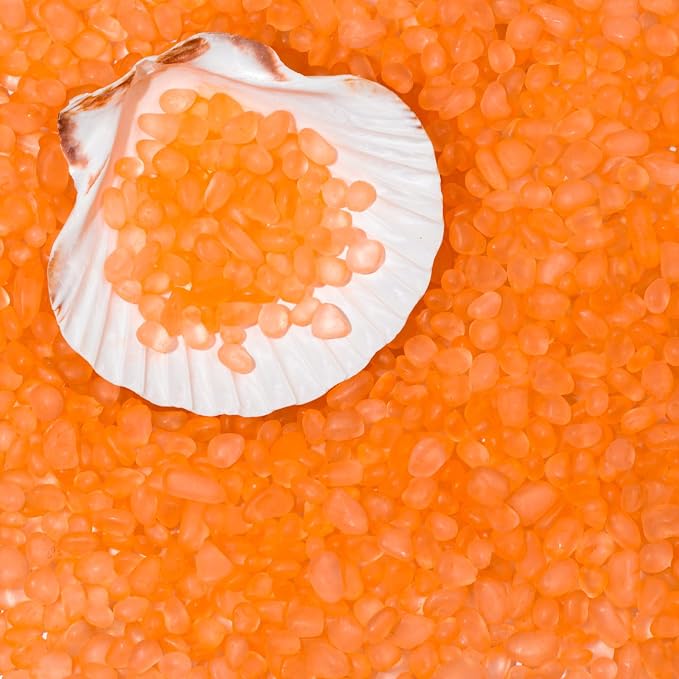 QEQEKAKA Sea Glass Stones for Crafts 1LB Orange Pebbles Gemstones Bulk | Small Glass Stones for Beaching Wedding DIY Decor Aquarium Turtle Tank Vase Filler (405g/14.28oz)