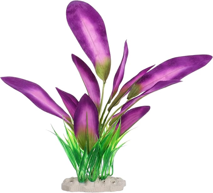 DIVINA VITAE Silk Aquarium Plants,Artificial Aquatic Water Grass Decoration | 2Pcs, for Betta Fish Tank, 10 Inch Tall, Purple