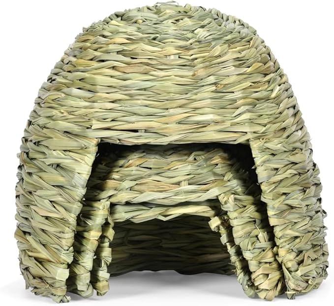Rabbits Hideaways Grass House Straw Cave Playhouse for Small Pet Warm Hideouts House for Cage Hamsters Hideaways Cave