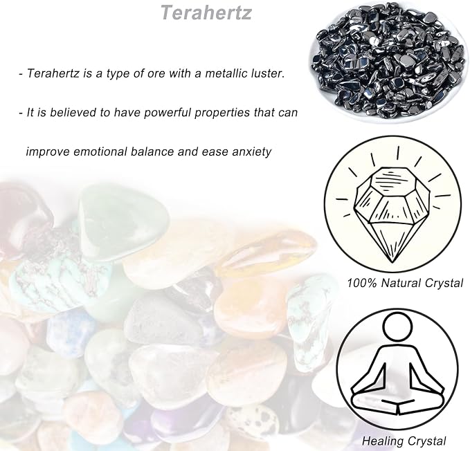 Erliway 100g Natural Terahertz Crystal Chips 7-9mm Tumbled Stones | Small Crushed Crystal Stone, Polished Crystals Chips for Fish Tank, Healing Tumbled Rocks for Reiki Jewelry Making Home Décor