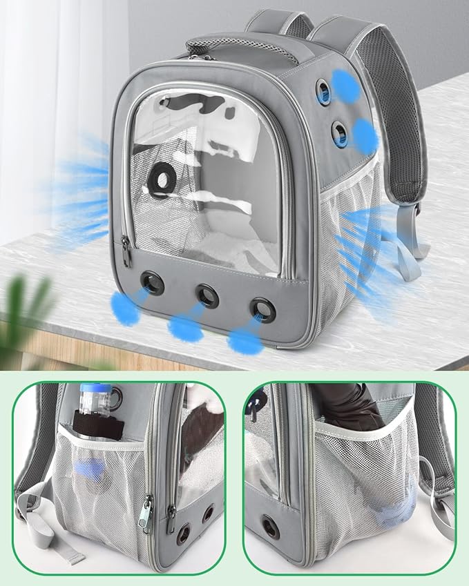 DBNESS Guinea Pig Carrier Backpack, Portable Small Pet Travel Carriers with Water Bottle Holder & Detachable Pad, Outgoing Carring Bag for Bearded Dragon Bunny Sugar Chinchilla Gerbil Hamster Bird