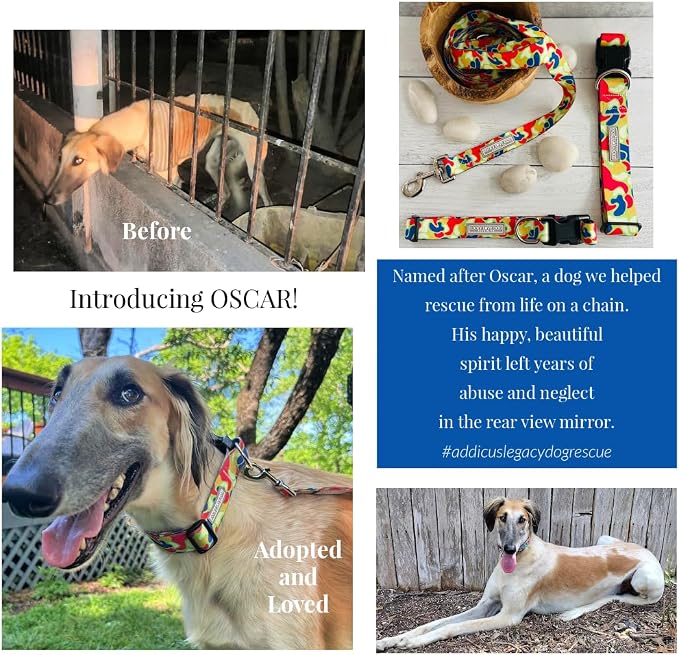 Lucky Love Dog - Adjustable Dog Collar with Easy Click Buckle for Large Dogs, Durable, & Comfortable for Male & Female Dogs, Pet Collar for Puppies & Adult Ones - Oscar, Large